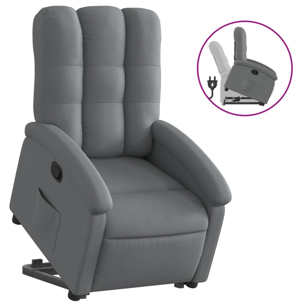 Stand up Recliner Chair Dark Grey Fabric