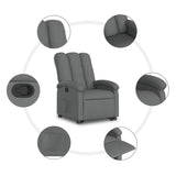 Stand up Recliner Chair Dark Grey Fabric - Close-Up Angle
