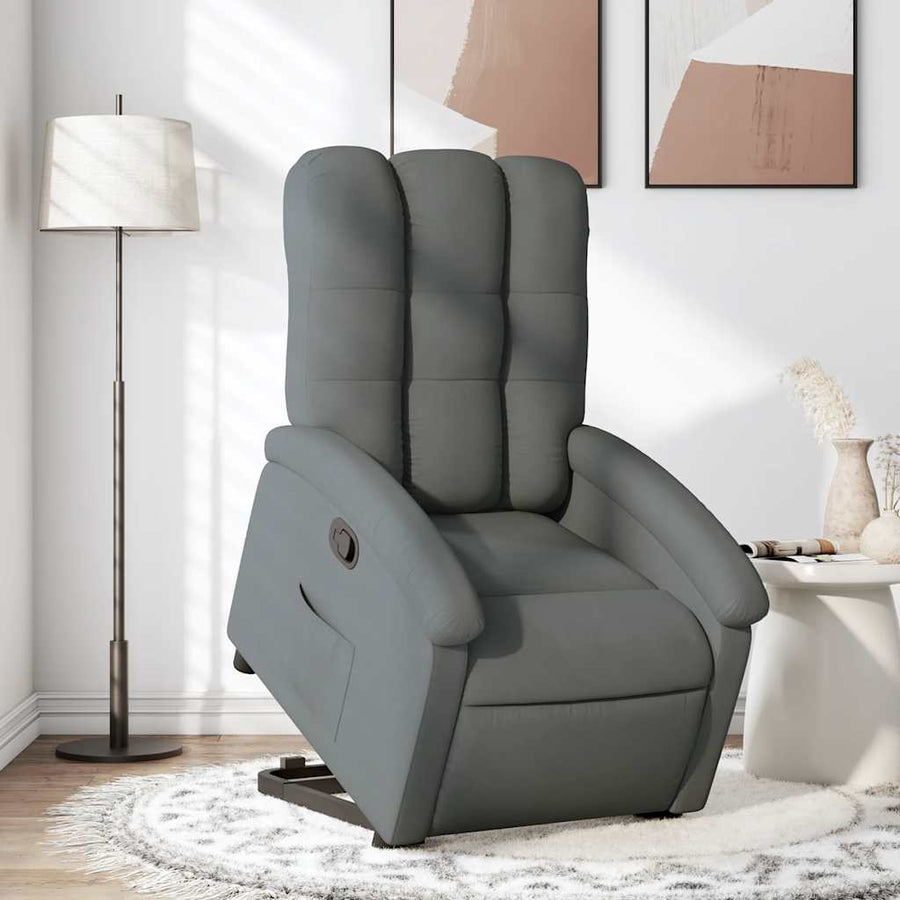 Stand up Recliner Chair Dark Grey Fabric