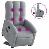 Stand up Massage Recliner Chair Light Grey Fabric - Front View