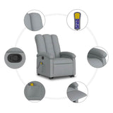 Stand up Massage Recliner Chair Light Grey Fabric - Low Angle