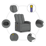 Stand up Massage Recliner Chair Dark Grey Fabric - Low Angle