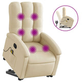 Stand up Massage Recliner Chair Cream Fabric - Front View