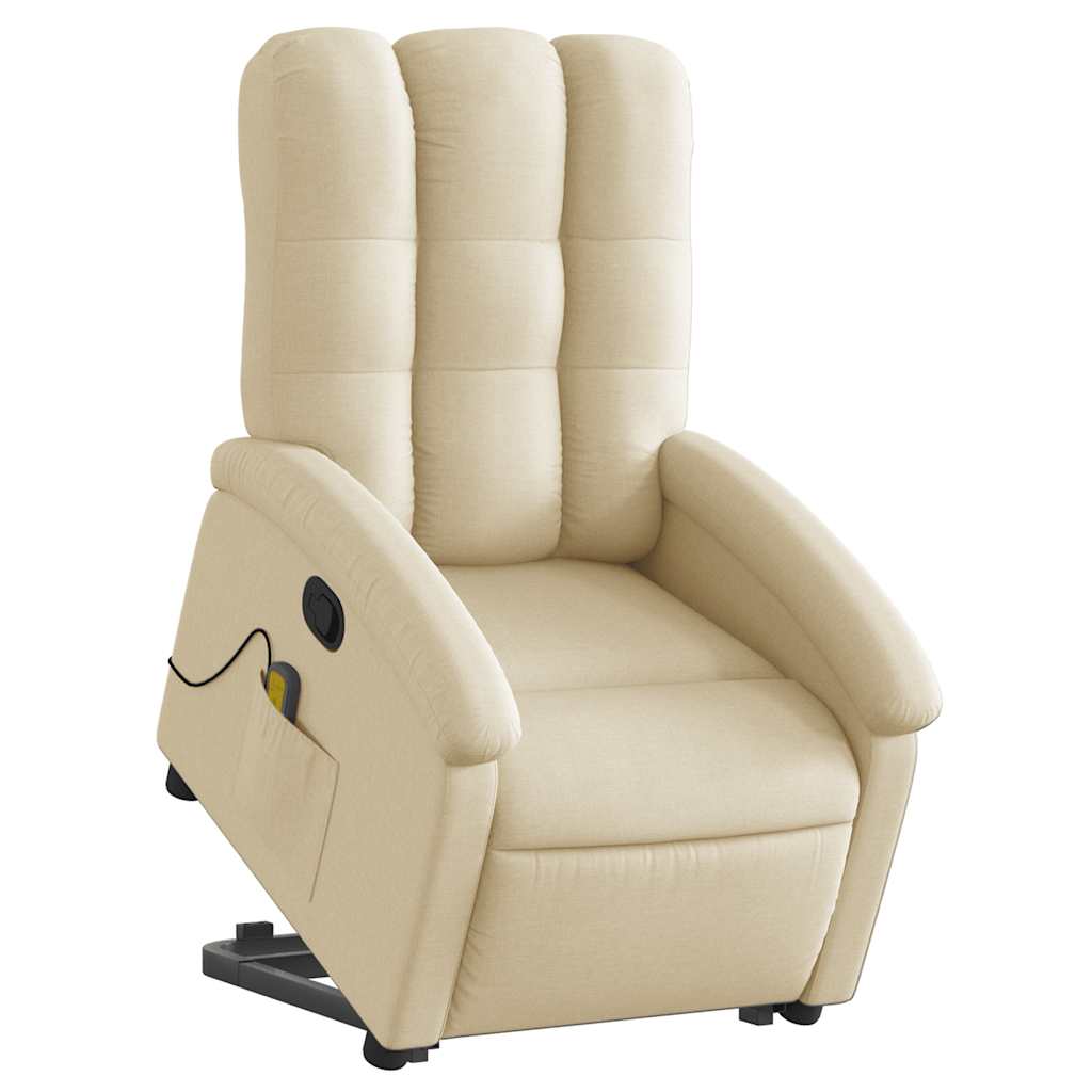 Stand up Massage Recliner Chair Cream Fabric