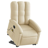 Stand up Massage Recliner Chair Cream Fabric - Side View