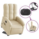 Stand up Massage Recliner Chair Cream Fabric - Rear View