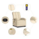 Stand up Massage Recliner Chair Cream Fabric - Low Angle