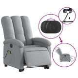 Electric Stand up Massage Recliner Chair Light Grey Fabric