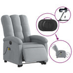 Electric Stand up Massage Recliner Chair Light Grey Fabric