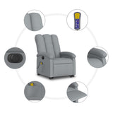 Electric Stand up Massage Recliner Chair Light Grey Fabric - Close-Up Angle