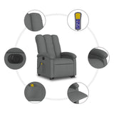 Electric Stand up Massage Recliner Chair Dark Grey Fabric - Low Angle