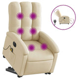 Electric Stand up Massage Recliner Chair Cream Fabric - Front View