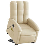 Electric Stand up Massage Recliner Chair Cream Fabric - Side View