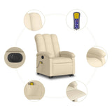 Electric Stand up Massage Recliner Chair Cream Fabric - Low Angle