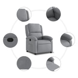 Recliner Chair Light Grey Fabric - 45-Degree Angle