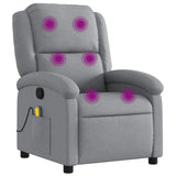Massage Recliner Chair Light Grey Fabric - Front View