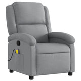 Massage Recliner Chair Light Grey Fabric - Side View