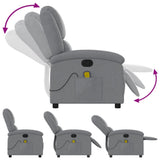 Massage Recliner Chair Light Grey Fabric - 45-Degree Angle