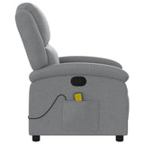 Massage Recliner Chair Light Grey Fabric - Low Angle