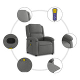 Massage Recliner Chair Dark Grey Fabric - Rear View