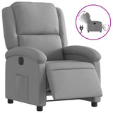 Electric Recliner Chair Light Grey Fabric - Front View