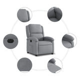 Electric Recliner Chair Light Grey Fabric - Close-Up Angle