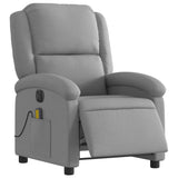 Electric Massage Recliner Chair Light Grey Fabric - Side View