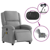 Electric Massage Recliner Chair Light Grey Fabric - Rear View