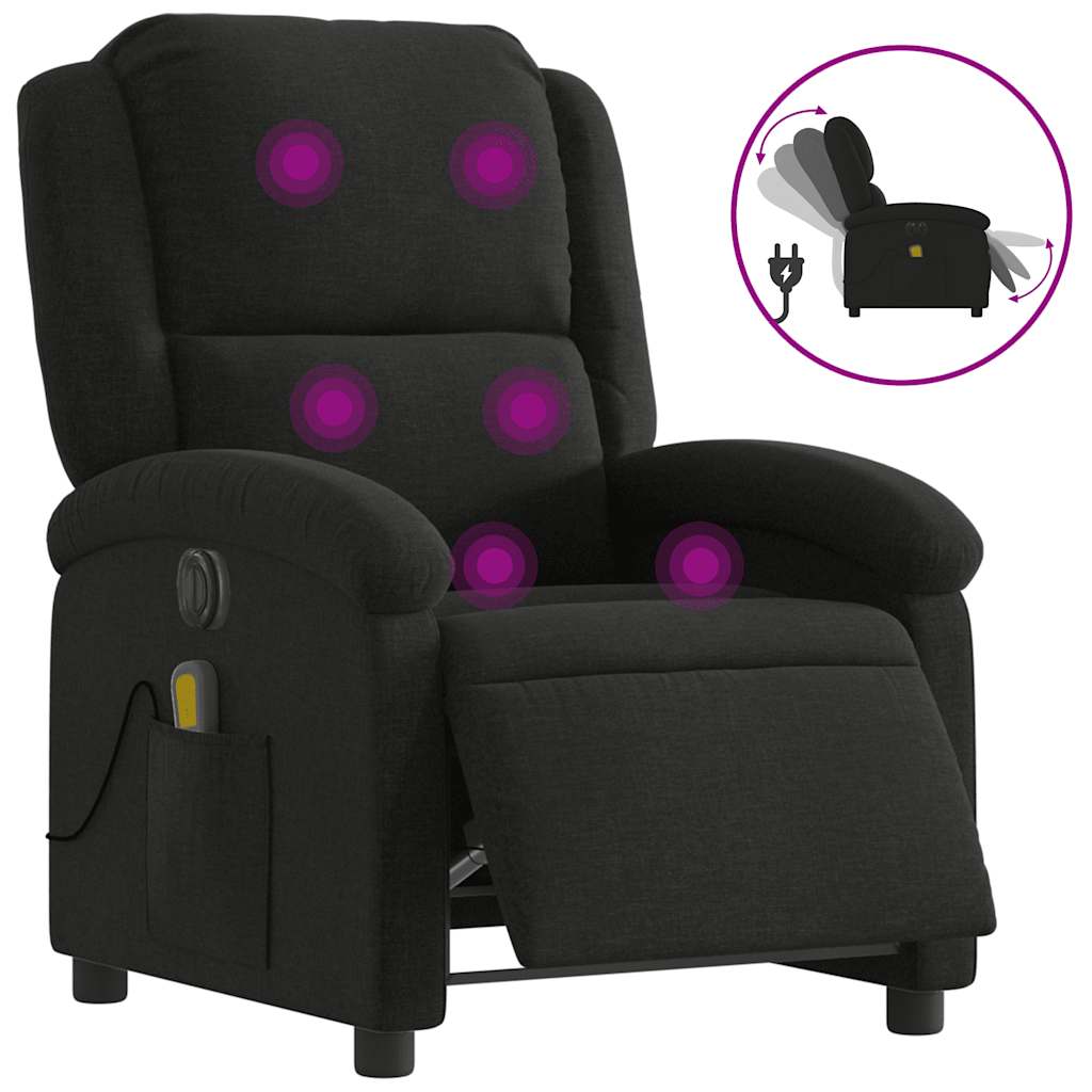 Electric Massage Recliner Chair Black Fabric