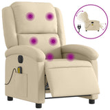 Electric Massage Recliner Chair Cream Fabric - Front View