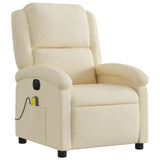 Electric Massage Recliner Chair Cream Fabric - Side View