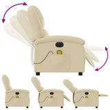 Electric Massage Recliner Chair Cream Fabric - Rear View