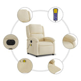Electric Massage Recliner Chair Cream Fabric - Close-Up Angle
