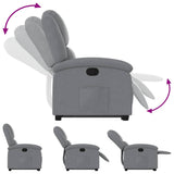 Stand up Recliner Chair Light Grey Fabric - Close-Up Angle