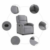 Stand up Recliner Chair Light Grey Fabric - Low Angle