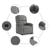 Stand up Recliner Chair Dark Grey Fabric - Close-Up Angle