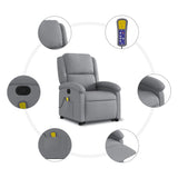 Stand up Massage Recliner Chair Light Grey Fabric - Close-Up Angle