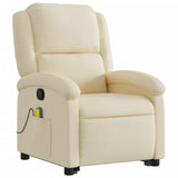 Stand up Massage Recliner Chair Cream Fabric - Side View