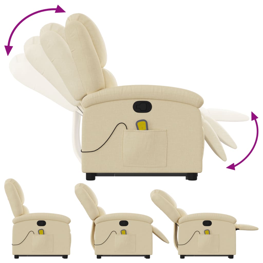 Stand up Massage Recliner Chair Cream Fabric