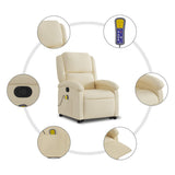 Stand up Massage Recliner Chair Cream Fabric - Close-Up Angle