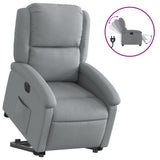 Electric Stand up Recliner Chair Light Grey Fabric - Front View