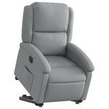 Electric Stand up Recliner Chair Light Grey Fabric - Side View