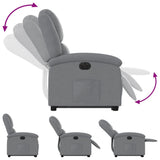 Electric Stand up Recliner Chair Light Grey Fabric - Close-Up Angle