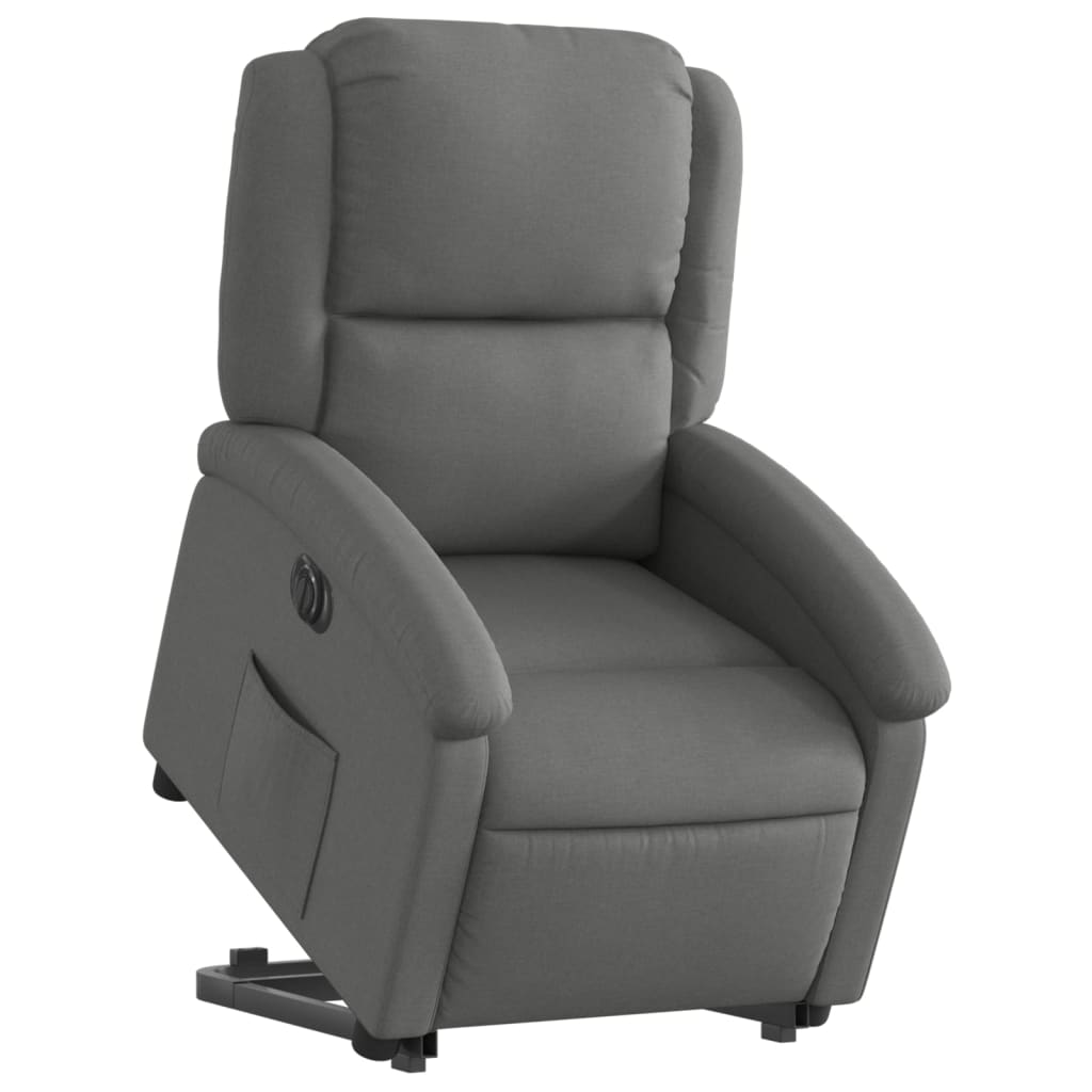Electric Stand up Recliner Chair Dark Grey Fabric