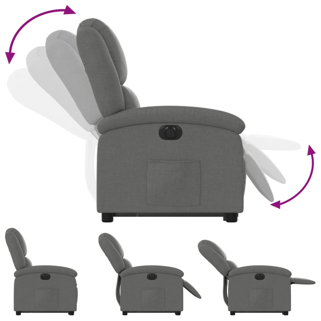 Electric Stand up Recliner Chair Dark Grey Fabric
