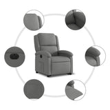 Electric Stand up Recliner Chair Dark Grey Fabric - Low Angle