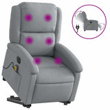 Electric Stand up Massage Recliner Chair Light Grey Fabric - Front View