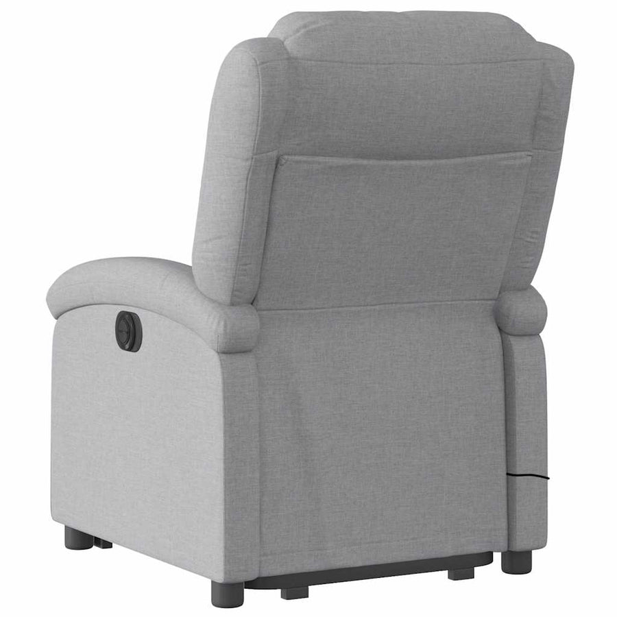 Electric Stand up Massage Recliner Chair Light Grey Fabric