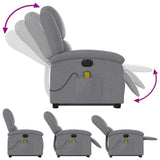 Electric Stand up Massage Recliner Chair Light Grey Fabric - Close-Up Angle