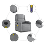 Electric Stand up Massage Recliner Chair Light Grey Fabric - Low Angle